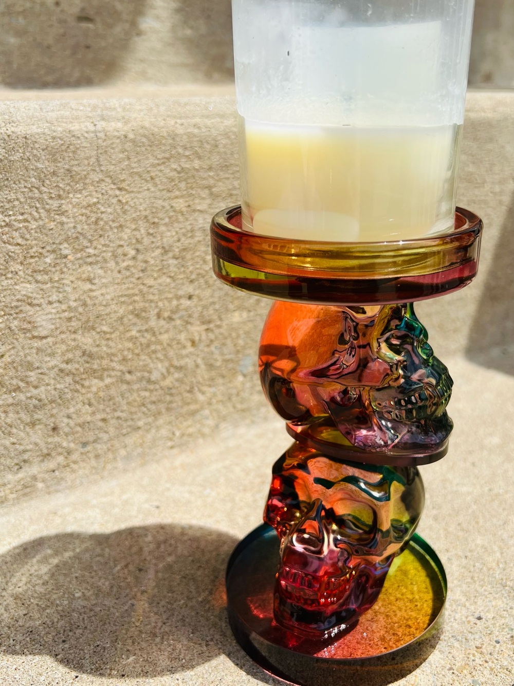 Christian Lacroix Multicolor Glass Double Skull Pedestal - Picture 2 of 3